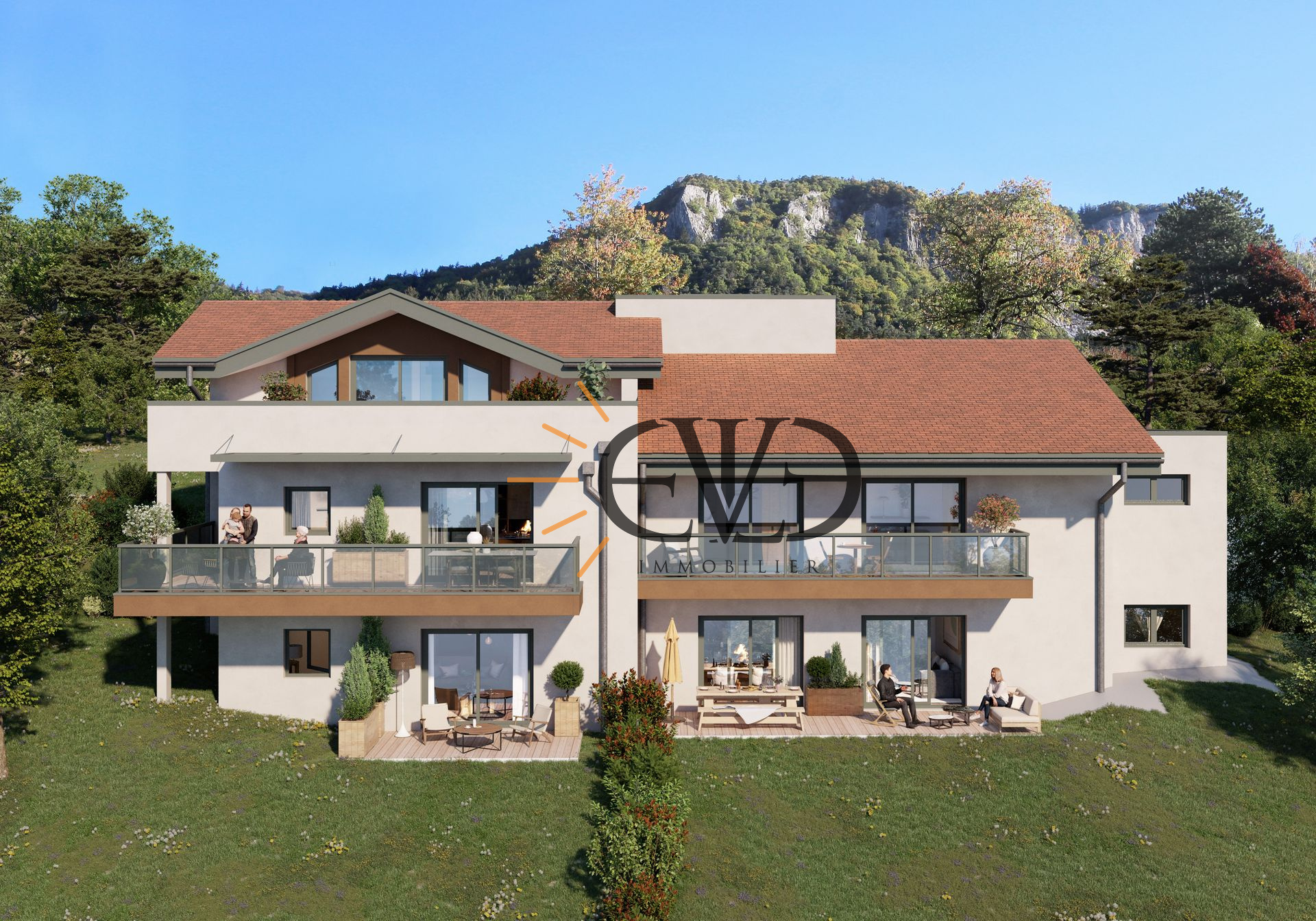 À VENDRE   « Le Panorama »  T4 neuf de 88,89 m2   Rez-de-jardin   335,51 m2 de jardin privatif